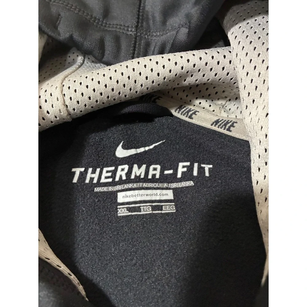 Nike Mens Therma-FIT Pullover Hoodie Black Silver Swoosh Fleece Sweatshirt XXL